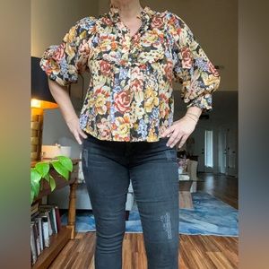 Karlie Floral Boho Pleat top, large